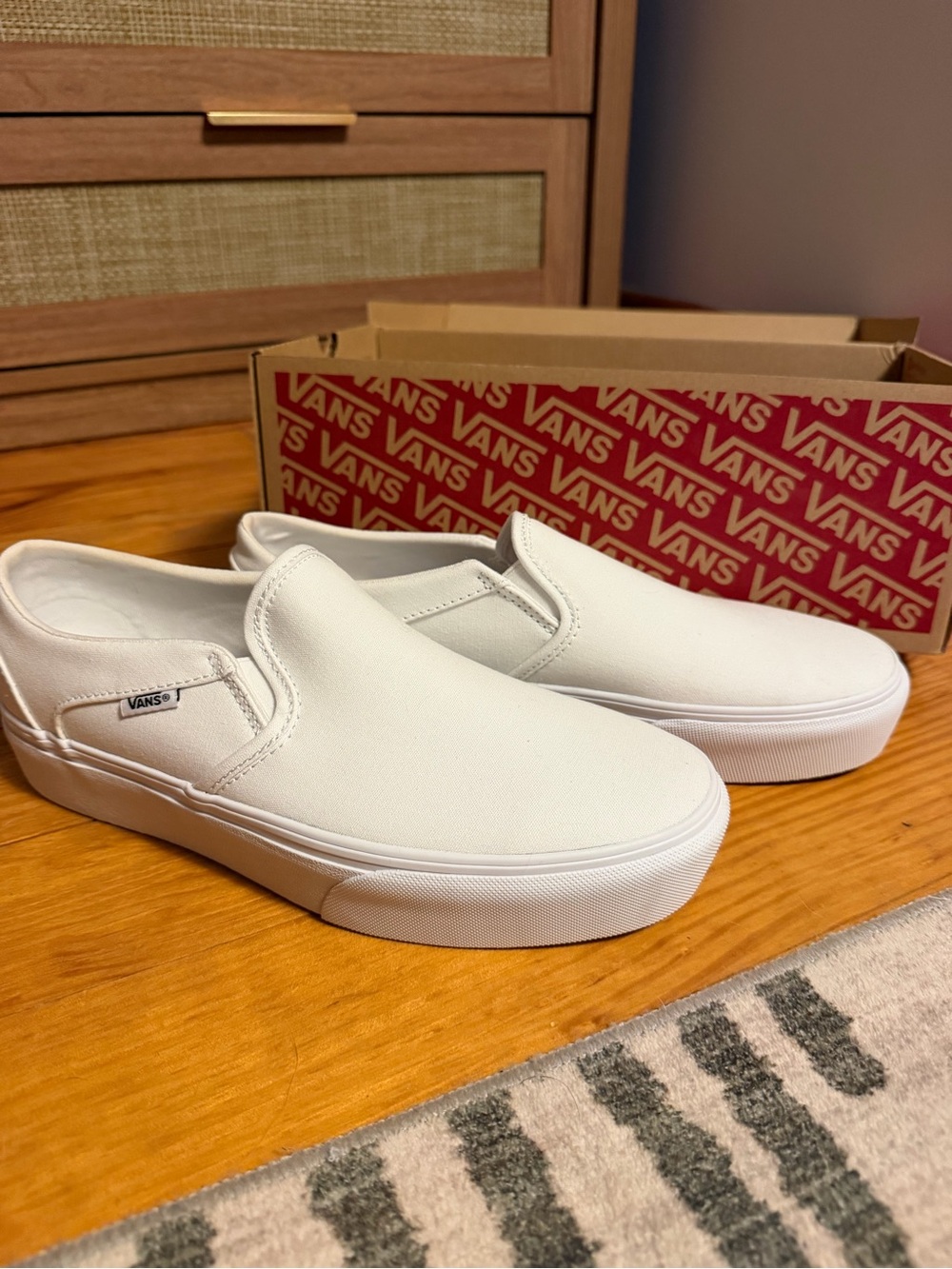 Vans White Classic Camvas Slip-Ons